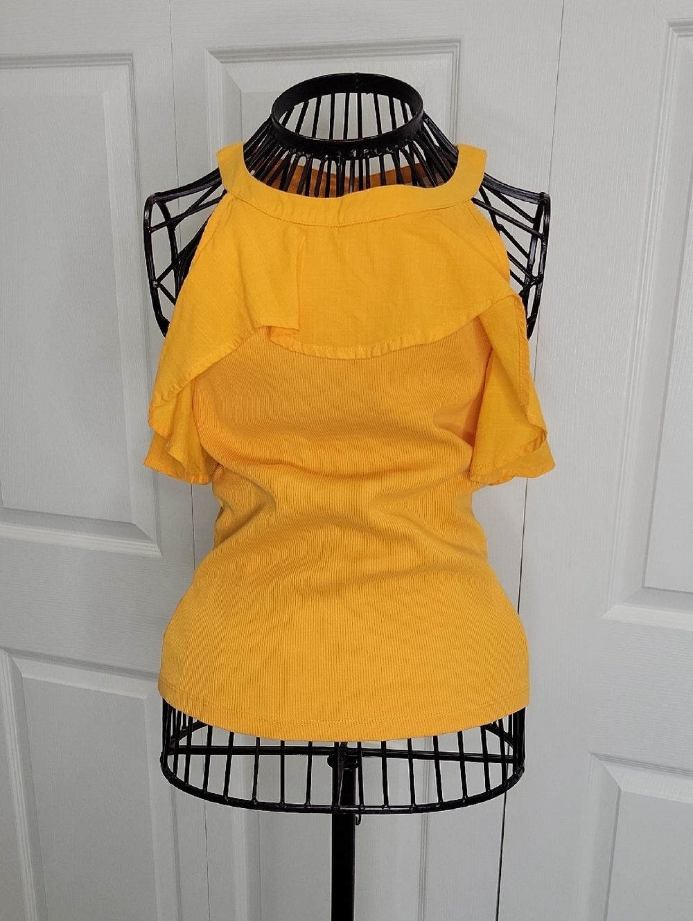 Maeve Anthropologie Tangerine Ruffle Halter Ribbed Halter Size XS